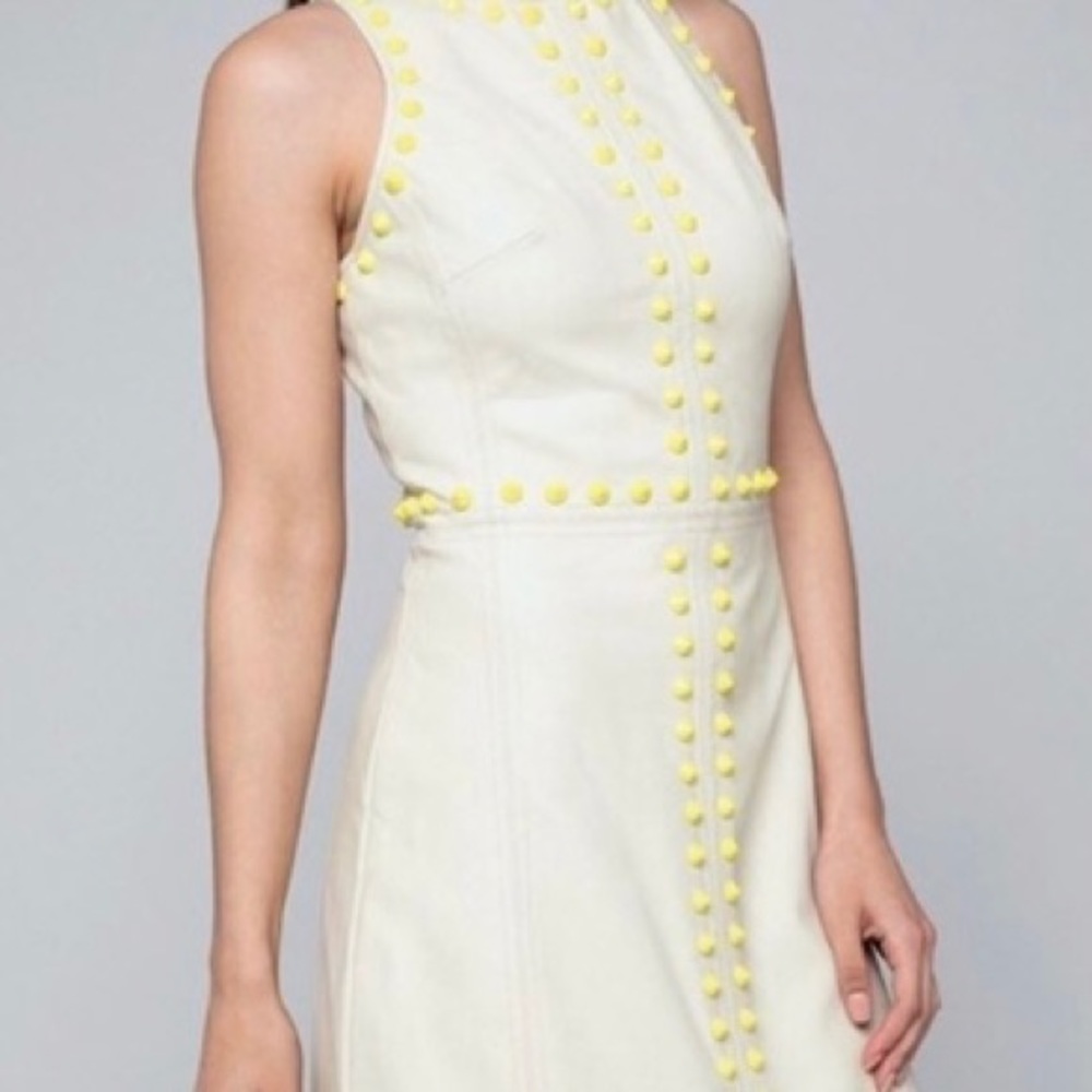 Bebe Neon Yellow Studded Leather Dress